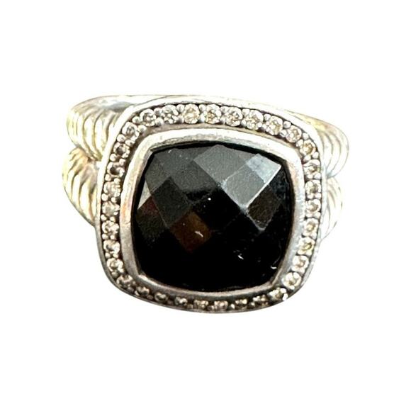 David Yurman Onyx & Diamond Albion Ring - Size 7 - Picture 14 of 14